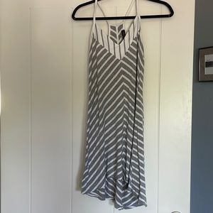 Halter dress, brand Laila Jayde, size small petite, gray and white stripes